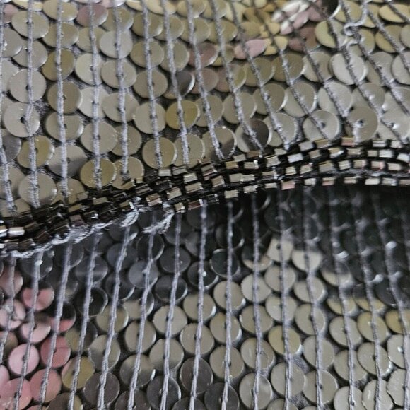 Michel Antoni Top Womens 2X Black Short Sleeve Sequined Silk Witchy Goth Retro - Picture 11 of 15